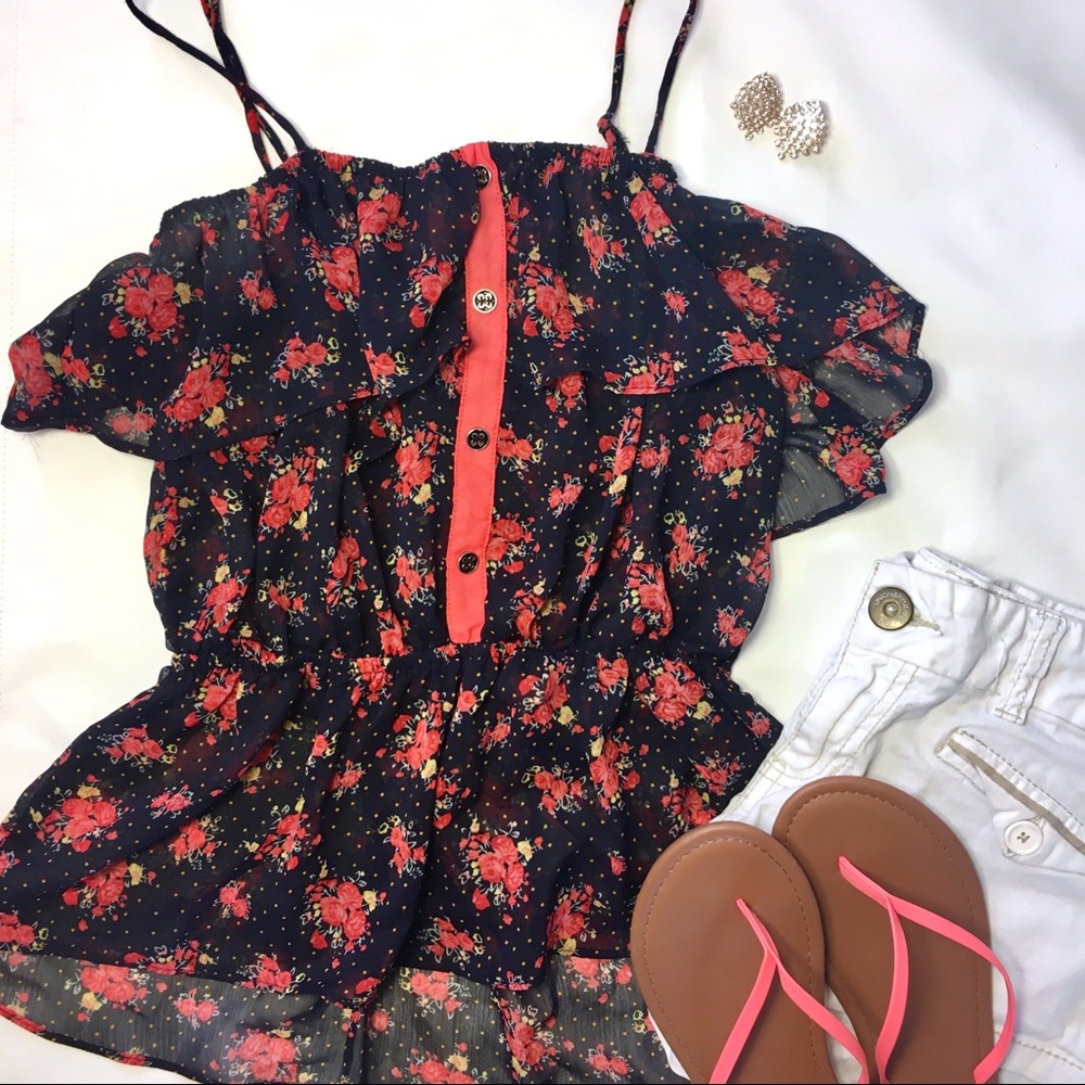 Sheer Floral Print Blouse